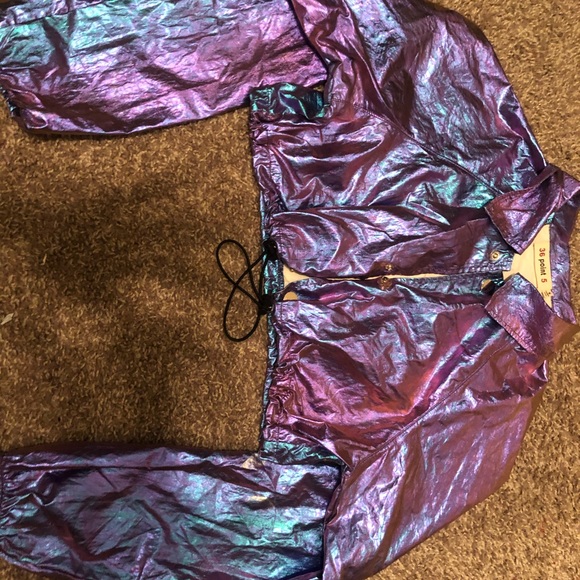 Metallic crop jacket w/ short set - Picture 2 of 3